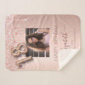 18歳の誕生日バラ金ゴールドの友人の写真の乾燥 シェルパブランケット (正面(横))