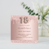 18歳の誕生日バラ金ゴールドグリッタードリップバルーン文字 招待状 (スタンド正面)