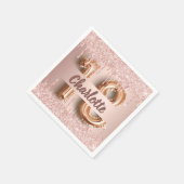 18歳の誕生日バラ金ゴールドグリッターモノグラムラグジュアリー スタンダードカクテルナプキン (角)