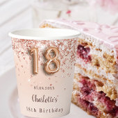 18歳の誕生日バラ金ゴールドグリッターモノグラム名 紙コップ