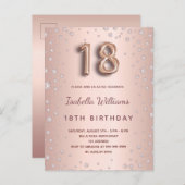 18歳の誕生日バラ金ゴールドディアモンバルーンスクリプト ポストカード (正面/裏面)