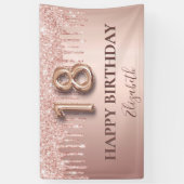 18歳の誕生日バラ金ゴールドピンクドリップ 横断幕 (縦)