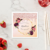 18歳の誕生日バラ金ゴールドピンク幾何学的グリッター スタンダードカクテルナプキン (インサイチュ)