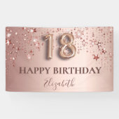 18歳の誕生日バラ金ゴールドピンク星バルーンスクリプト 横断幕 (横)