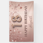 18歳の誕生日バラ金ゴールドピンク星バルーンスクリプト 横断幕 (縦)