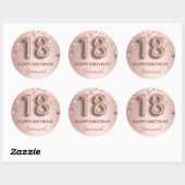 18歳の誕生日バラ金ゴールドピンク星バルーンフォント ラウンドシール (シート)