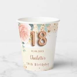 18歳の誕生日バラ金ゴールドフローラの緑 紙コップ