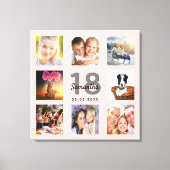 18歳の誕生日バラ金ゴールド名photo collage キャンバスプリント (正面)