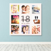 18歳の誕生日バラ金ゴールド名photo collage キャンバスプリント (インサイチュ (ウッドフロア))