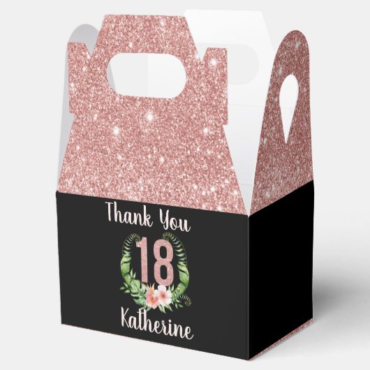 18歳の誕生日バラ金ゴールド感謝していグリッターユー フェイバーボックス (オープン)