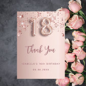 18歳の誕生日バラ金ゴールド星サンキューカード 招待状