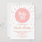 18歳の誕生日バラ金ゴールド紙吹雪白こんにちは18 招待状 (正面)