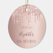 18歳の誕生日バラ金ゴールド赤面グリッター乾燥 セラミックオーナメント (左)