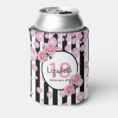18歳の誕生日パーティーのバラピンク·ダイストライプヤ 缶クーラー (缶裏面)