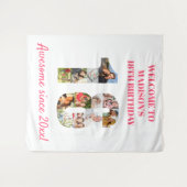 18歳の誕生日パーティーの写真コラージュ ピンクの背景 タペストリー (正面(横))