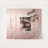 18歳の誕生日パーティーの写真 ローズゴールド グリッター ピンク タペストリー (正面(横))