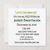 18歳の誕生日パーティーグリーン金ゴールドキャンドルW1188 招待状 (裏面)