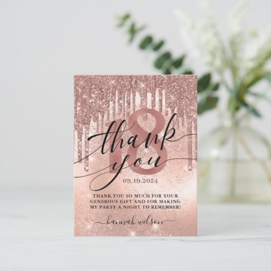 18歳の誕生日パーティーバラ金ゴールドありがとうはがき ポストカード (スタンド正面)