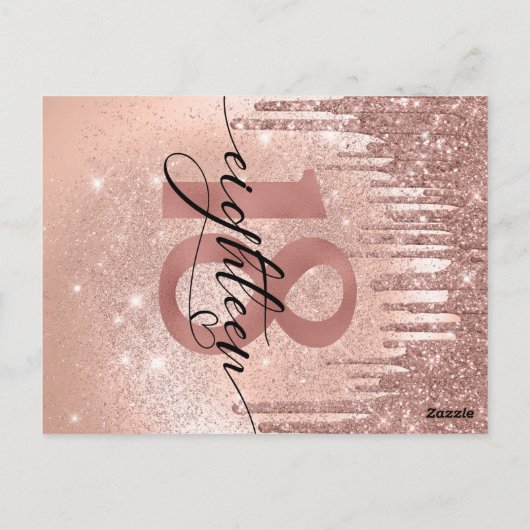 18歳の誕生日パーティーバラ金ゴールドありがとうはがき ポストカード (裏面)