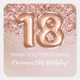 18歳の誕生日パーティーファバーローズゴールド女子キッズ スクエアシール