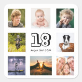 18歳の誕生日パーティー写真コラージュ少年 スクエアシール (正面)