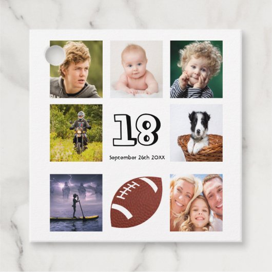 18歳の誕生日パーティー写真コラージュ感謝していボーイユー フェイバータグ (正面)