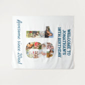 18歳の誕生日パーティー写真コラージュ背景 タペストリー (正面(横))