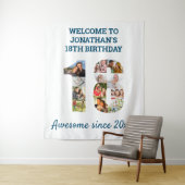 18歳の誕生日パーティー写真コラージュ背景 タペストリー (インサイチュ)