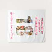 18歳の誕生日パーティー写真コラージュ ピンクの背景 タペストリー (正面(横))