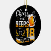 18歳の誕生日パーティー応援とビール18年 セラミックオーナメント (右)