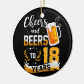18歳の誕生日パーティー応援とビール18年 セラミックオーナメント (左)
