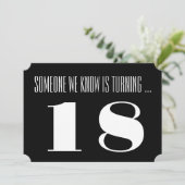 18歳の誕生日パーティー招待状白黒。 招待状 (スタンド正面)