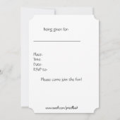 18歳の誕生日パーティー招待状白黒。 招待状 (裏面)