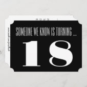 18歳の誕生日パーティー招待状白黒。 招待状 (正面/裏面)