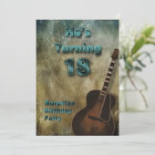 18歳の誕生日パーティー招待状 - 茶色/青緑/男性 招待状 (スタンド正面)