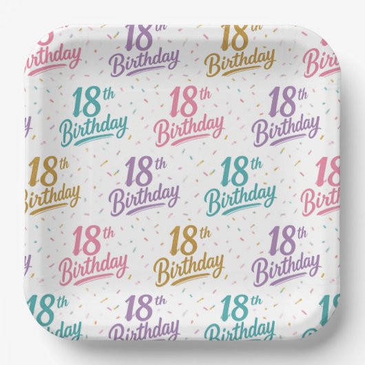 18歳の誕生日パーティー用紙皿 ペーパープレート (正面)