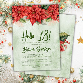 18歳の誕生日パーティー クリスマス ポインセチア フラワー 招待状