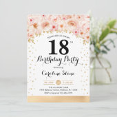 18歳の誕生日パーティー - ゴールドの花 招待状 (スタンド正面)