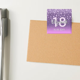 18歳の誕生日パーティー ダイヤモンド グリッター 紫 ピンク マグネット