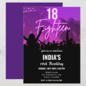 18歳の誕生日パーティー ピンクネオン招待状 招待状 (正面/裏面)