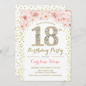 18歳の誕生日パーティー - ホワイトゴールドピンク 招待状 (正面/裏面)