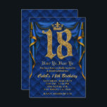 18歳の誕生日パーティー ロイヤルブルー ゴールド クラウン 招待状<br><div class="desc">私のストアでマッチするアイテムを探してください。カスタムオーダーについては私に連絡してください。</div>