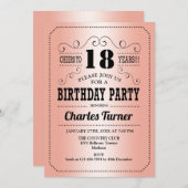 18歳の誕生日パーティー - ローズゴールド 招待状 (正面/裏面)