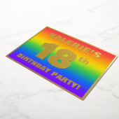 18歳の誕生日パーティー:楽しいカラフルなレインボーパターン 箔招待状 (回転した状態)