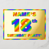 18歳の誕生日パーティー - 楽しい虹のスペクトル「18」 箔招待状 (正面)