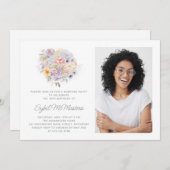 18歳の誕生日パーティー 花束 フォトサプライズ 招待状 (正面/裏面)