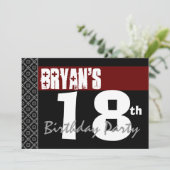 18歳の誕生日パーティー、赤と白 招待状 (スタンド正面)