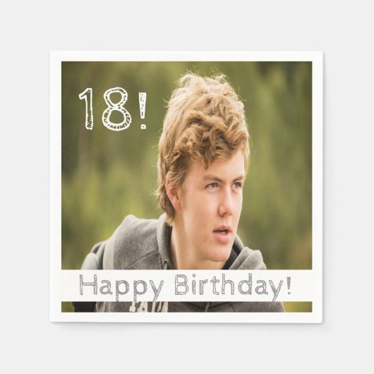 18歳の誕生日パート写真男の子 スタンダードカクテルナプキン (正面)