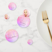 18歳の誕生日ピンク紫の写真ドリップ コンフェッティ (グループ)