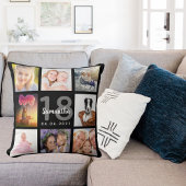 18歳の誕生日フォトコラージガールブラック クッション